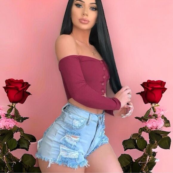 Fashion Nova Jean Shorts Blue Distressed Frayed Ripped Denim Size 11 Waist 30 - Picture 14 of 16